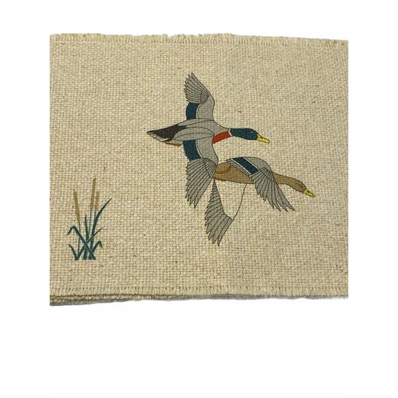 VTG Set of 4 Ivory Placemats  Handcrafts Ducks Print American Print USA - Picture 4 of 7